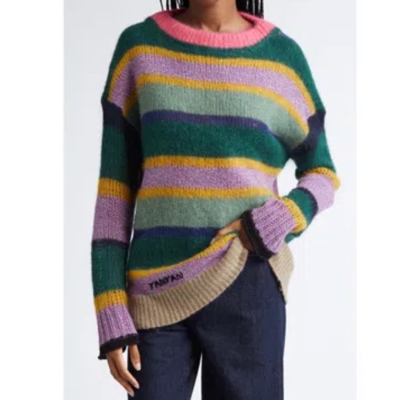NEW YanYan Stripe Alpaca, Wool Oversized Sweater - Picture 2 of 14